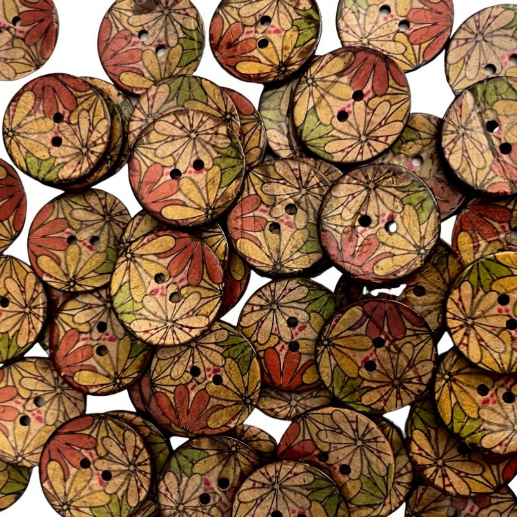 Coconut Shell Printed Buttons - Large