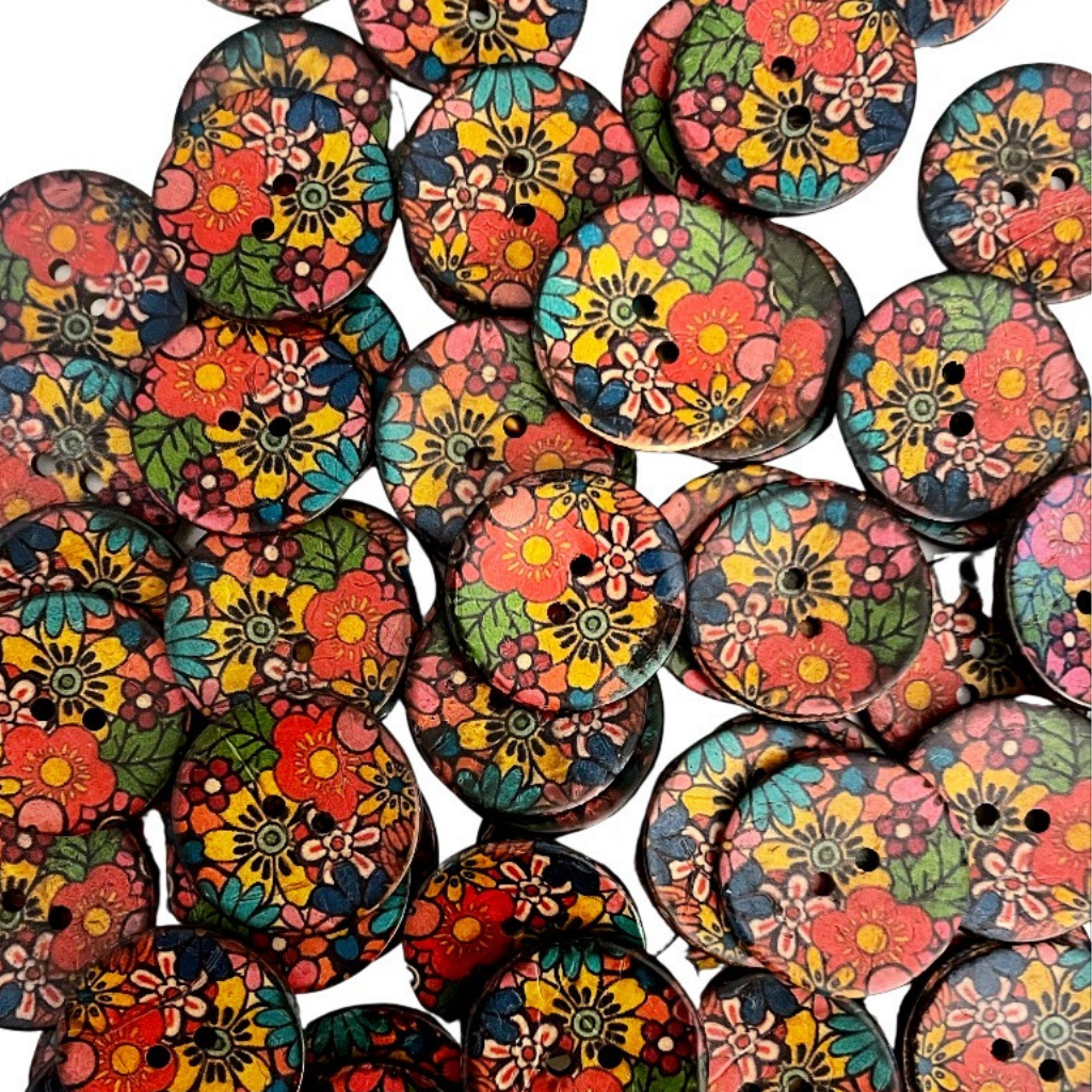 Coconut Shell Printed Buttons - Large