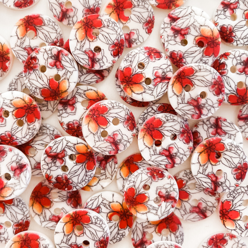 Mother of Pearl Printed Buttons -Small