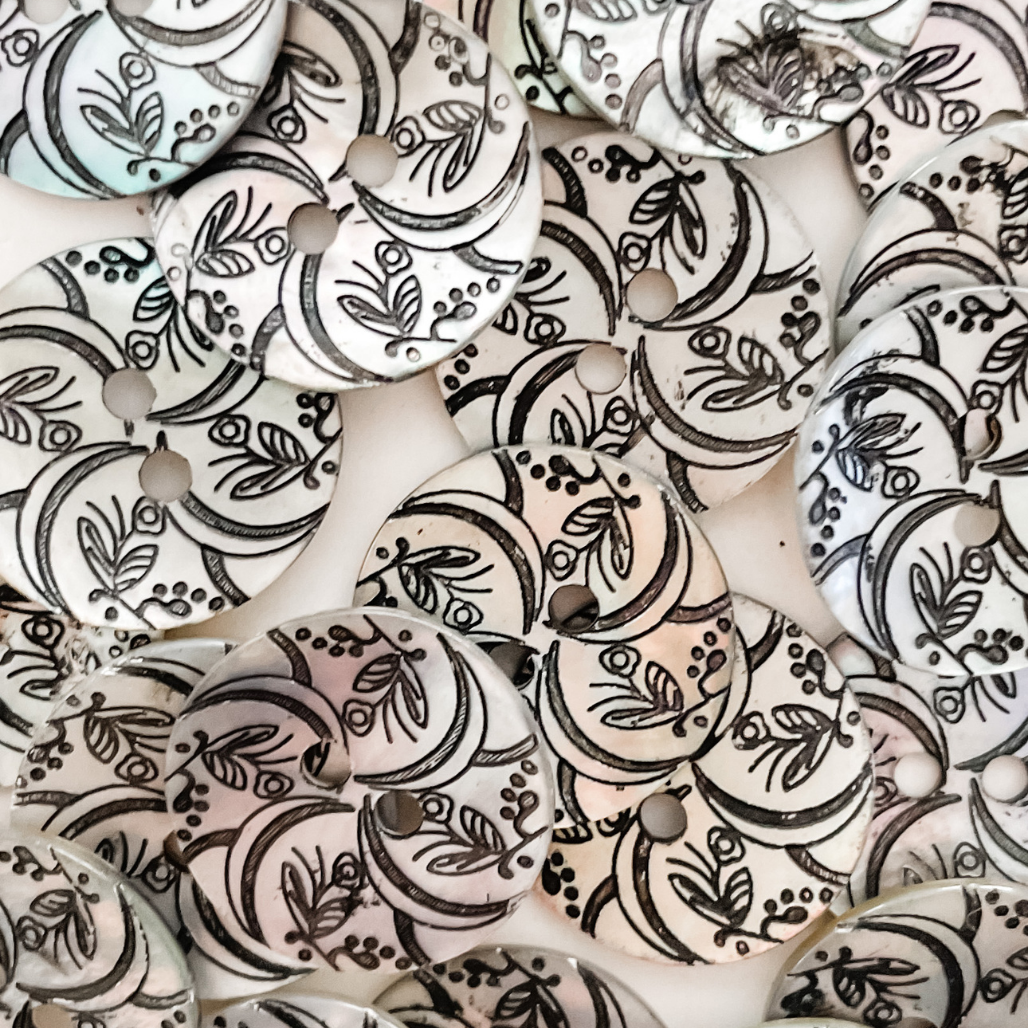 Mother of Pearl Printed Buttons -Small